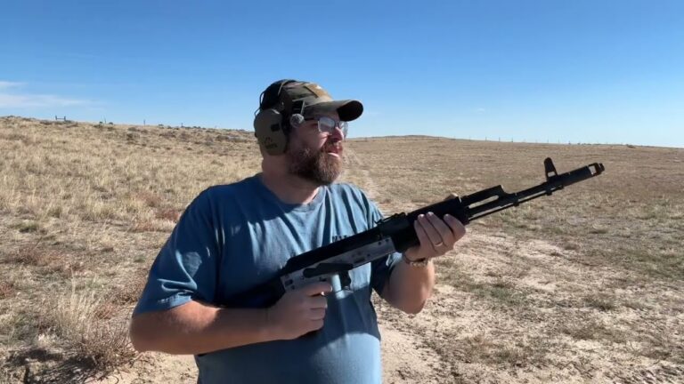 Wyoming Applied Kinetics founder test firing an AK rifle in Wyoming